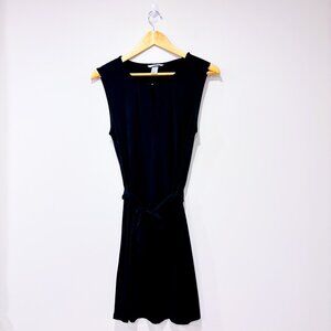H&M Black Sleeveless Belted Knee-Length Dress | Classic | Small *
